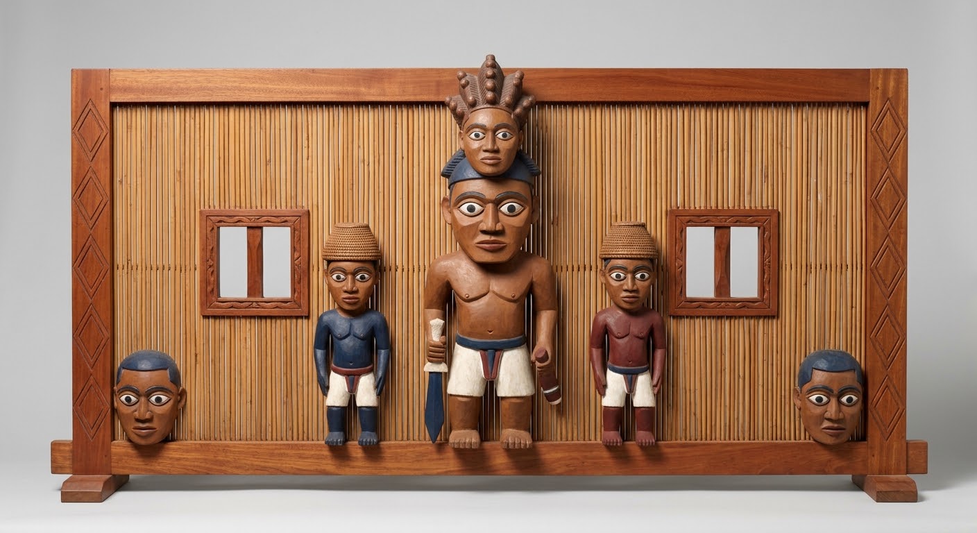 An alagba screen, as if newly carved, Made for this article