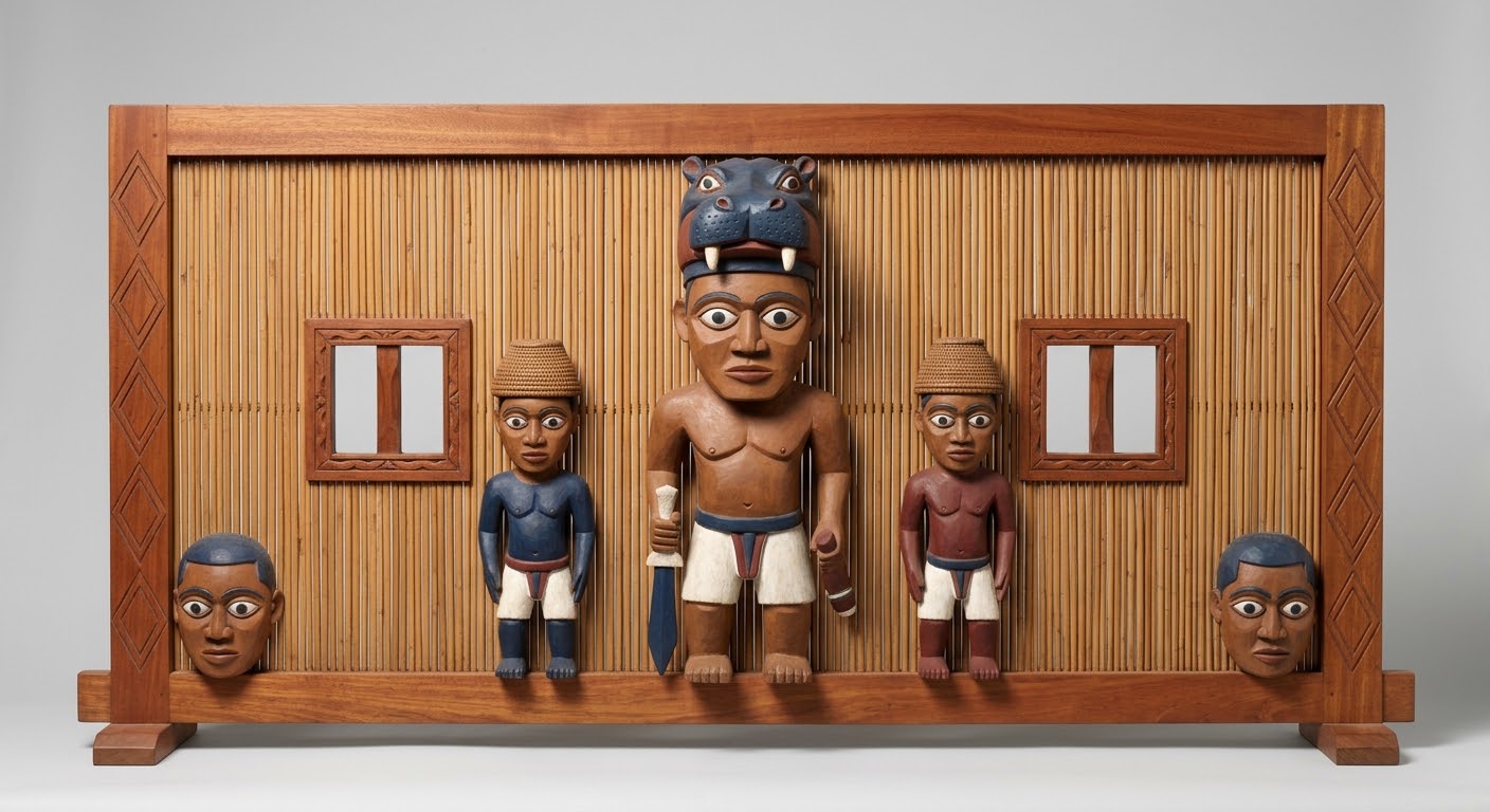 An otobo screen, as if newly carved, Made for this article